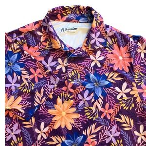 Royal and Awesome Men's Purple Paradise Golf Polo Shirt Floral Golf Top Large‎